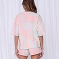thumbnail image 4 of WAYUTE Womens Sets 2 Piece Outfits Tie Dye Short Sleeve V Neck T Shirt and Leisure Lacing Shorts Baggy Outdoor Summer Outfit, 4 of 4