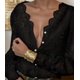 thumbnail image 3 of Blusa LUXVEER con encaje para mujer, manga larga, abullonada, negra, XXL, 3 of 8