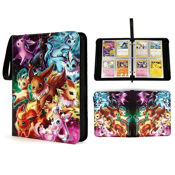 Card Binder 4 Pocket PU Leather with 50 Removable card sleeves TCG Binder 400 Pockets Trading Card Binder - Gift Card holder for Boys and Girls