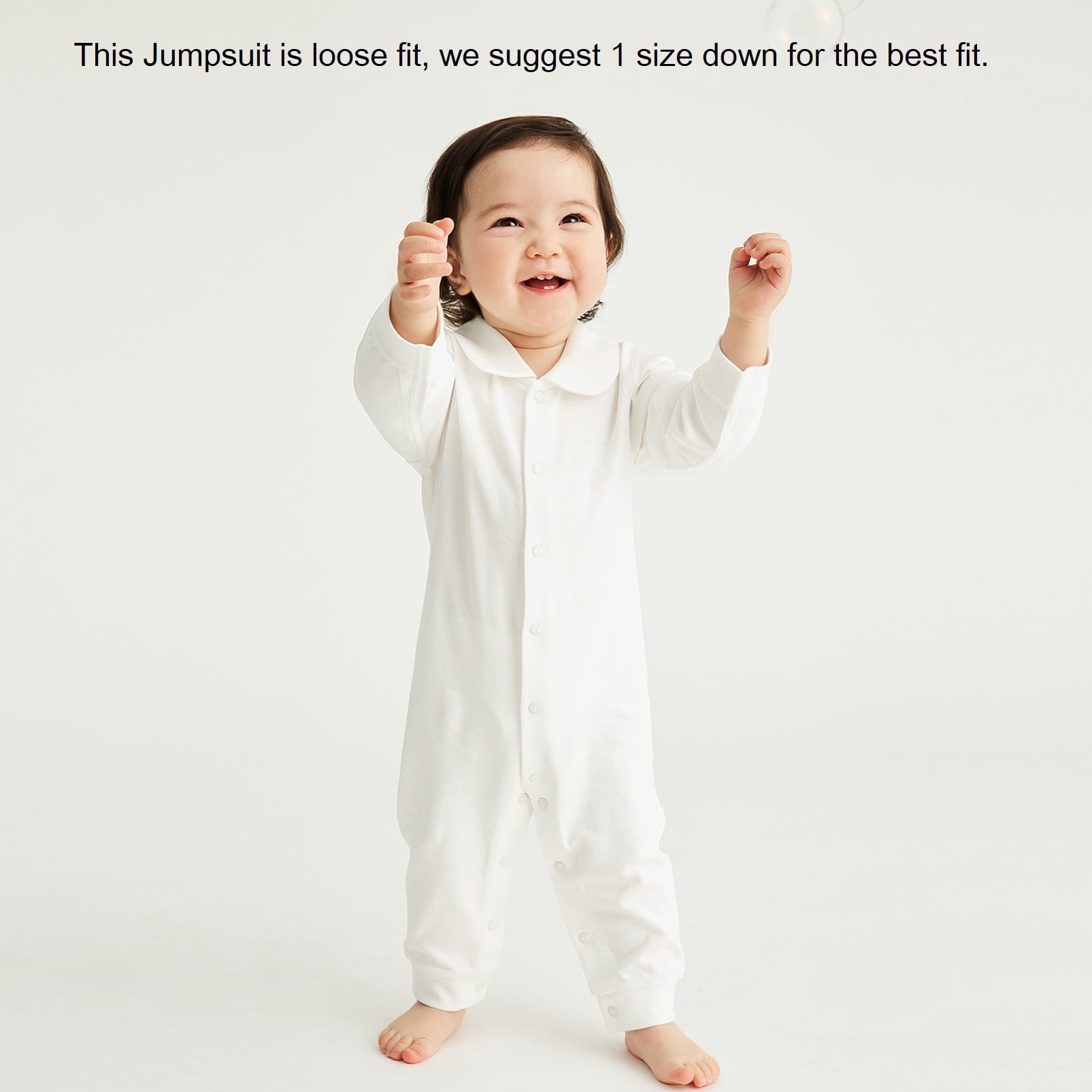 pureborn Baby Jumpsuit Infant Boys Girls Cotton Long Sleeve Spring Fall Christening Baptism Romper 6-9 Months White