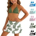 thumbnail image 4 of Huanglei Girls Two Piece Swimwear Bikini With Mesh Cover Up Rash Guard Swimsuits For Teen Youth ,15-16 Years, 4 of 6