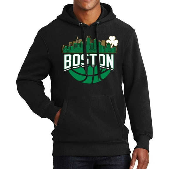 Game Garment Basketball Team Sports Fan Mens Hoodies Hooded Sweatshirt - Boston Skyline Hoodie Black XS-3XL