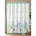 thumbnail image 4 of Fsddascl Aqua Coastal Shell Shower Curtain Set - Standard 72" x 72" Washable Bathtub Curtain with 12 Hooks, Nautical Coral Starfish Seahorse Waterproof Fabric Stall Shower Curtains for Bathroom, 4 of 6