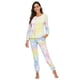 thumbnail image 1 of Pantalones de manga larga para mujer, traje con cordón, pijama teñido anudado, ropa de casa de otoño e invierno, 1 of 6