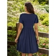 thumbnail image 2 of SANOPY Women Summer Casual Short Sleeve V Neck Dresses Button Down Sundress Beach Vacation with Pockets Travel Outfits Navy Blue L, 2 of 4
