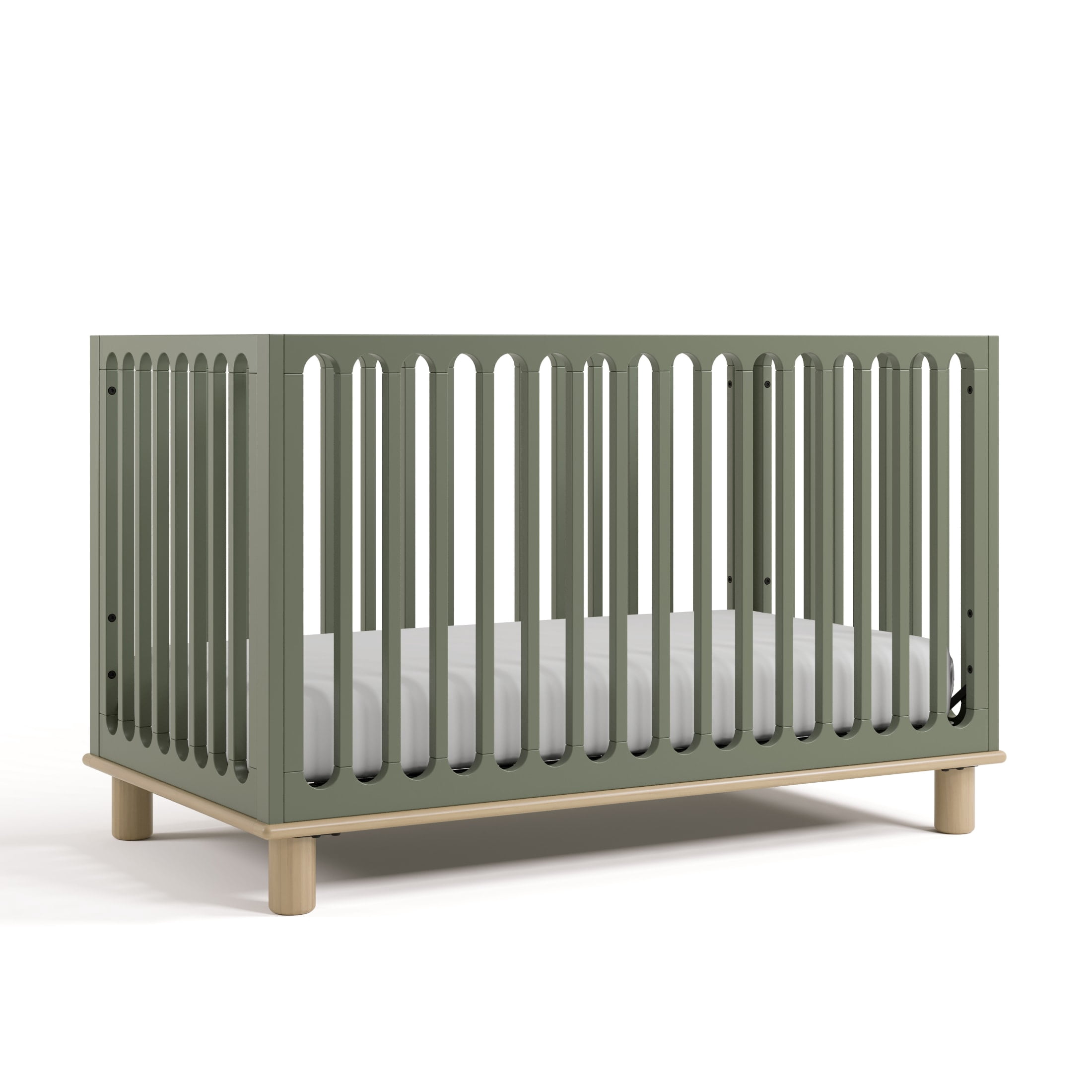 Storkcraft Sicily 3-in-1 Convertible Crib with Bonus Toddler Guardrail - Olive and Driftwood
