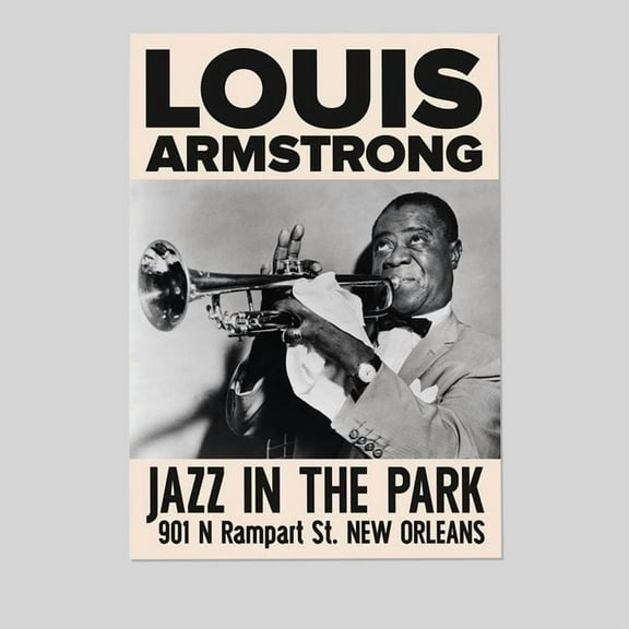 Music Poster- Louis Armstrong Poster - Jazz Art Vintage Style - Size 24x36 - Postora