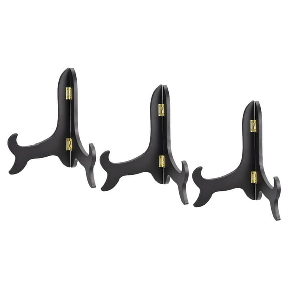 Uxcell 8" Easel Plate Holder, Wooden Folding Display Stand Black for Picture Frame 3 Pack