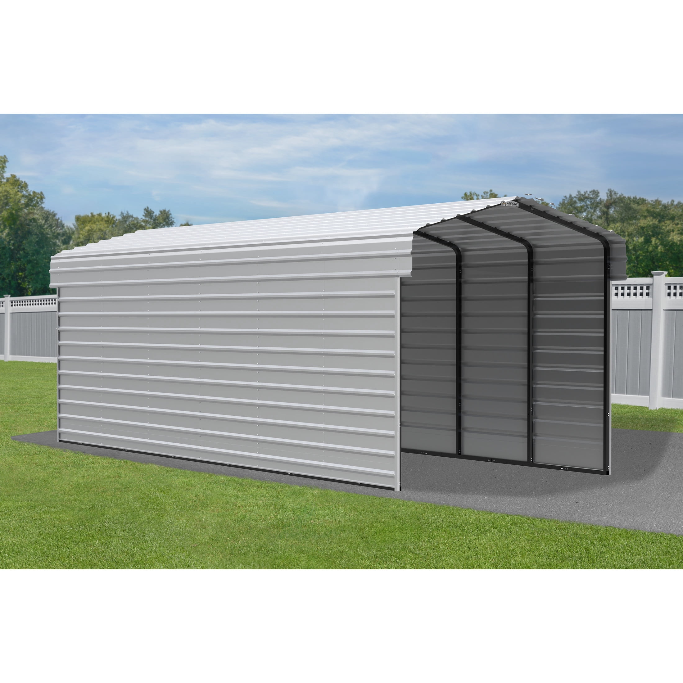 Arrow 10 x 29 x 9 ft Eggshell Steel Carport With 2 Side Wall Kit
