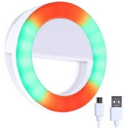RGB LED Fill Light Selfie Ring Clip, Brightness Adjustable 30 Modes Colorful LED Beauty Light