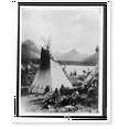 thumbnail image 2 of Historic Framed Print, [Indian with two tepees beside a lake in Rocky Mountain National Park, Colorado], 17-7/8" x 21-7/8", 2 of 9