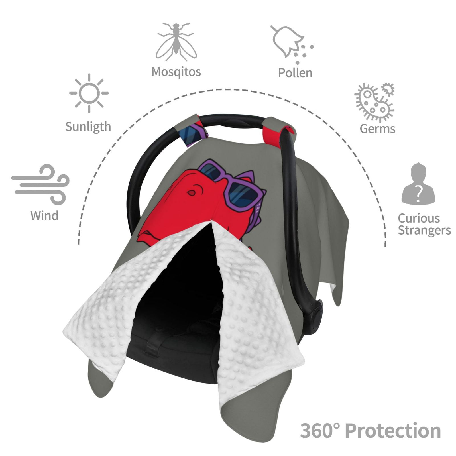 Car Seat Cover Baby - Dinosaur Super Hero Cartoon Breathable Infant Car Seat Cover for Baby Carseat, Lightweight Comfort Baby Essentials Must Haves Newborn Stuff for Girl Boy