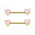 thumbnail image 2 of Nipple Barbell with Heart shape Cubic Zirconia Gold IP 14g, 2 of 2