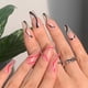thumbnail image 1 of 24-Pack Women's Pressed Nails False Long Lines Black Pink Two-tone Colorblock Wavy Nail Art DIY Manicure Tools Full Coverage Nail Stickers, 1 of 5