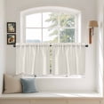 thumbnail image 3 of Pure Apricot Tier Curtains, Simple Solid Color Light Filtering Kitchen Curtains, 2Pcs Rod Pocket Half Window Treatments Panels for Sink Cafe Cabinet Camper 27.5x24 Inches, 3 of 9