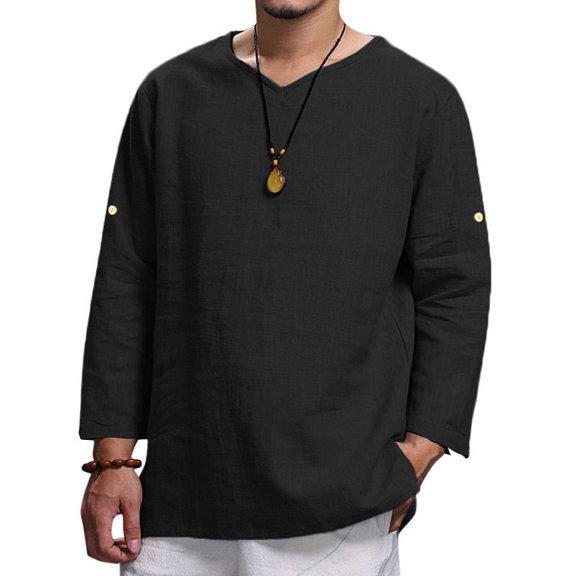 Palato Mens T Shirts,Men's Summer New Pure Cotton And Hemp Top Comfortable Fashion Blouse Top