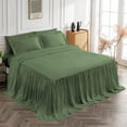 thumbnail image 3 of 4 Piece Long Ruffle Sheet Set, 20" Inch Long Ruffle On Corner Of The Flat Sheet, 21 Inch Deep Pocket, 100% Egyptian Cotton, 800 TC, Queen Size, Solid Moss, 3 of 9