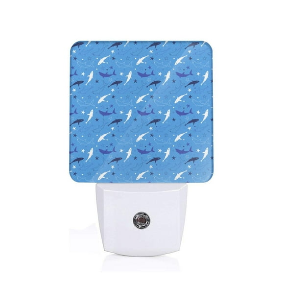Balery Cute Shark Luz Nocturna LED con Sensor Automático, Enchufe con Sensor Crepuscular, Luz Suave de 0.5W para Dormitorio, Pasillo, Baño-UK