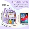 thumbnail image 3 of Soda Candy Large Clear Backpack Heavy Duty Triple Compartments Waterproof PVC Transparent Backpacks See Through Clear Bookbags for Teen Women Men for Stadium Events College Work Festival, Purple, 3 of 9