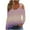 Pink, variant on MuZeFu Long Sleeve Shirts for Women&nbsp; Women's Fashion Casual Gradient Long-Sleeved Pullover Top With Missing Shoulder
