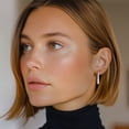 thumbnail image 2 of 10K Solid White Gold Medium Hoop Earrings, 2 of 10