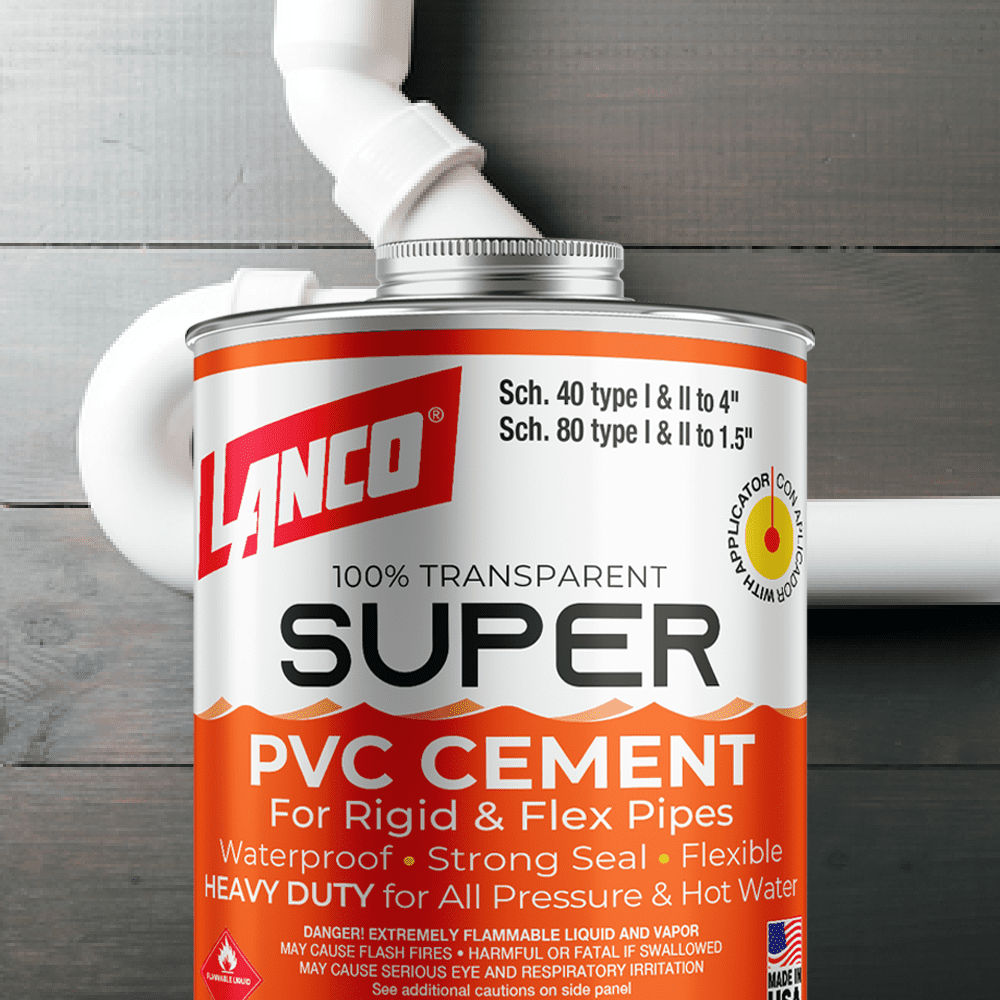 Lanco Pvc Pipe, Construction Adhesive Clear Finish, 8 ounce