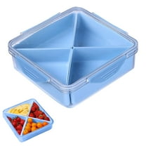 THLKIF Clear Divided Veggie Tray with Lid, 6 or 4 Compartments Refrigerator Safe Platter, Reusable Fridge Food Storage Container for Party Snack Serving, Great for Home and Events