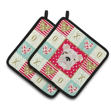 Carolines Treasures CK5197PTHD 7.5 x 7.5 in. English Bulldog Love Pair of Pot Holders
