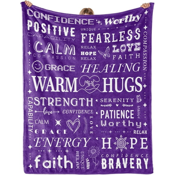 Get Well Gifts for Women Men after Surgery, Inspirational Gifts for Women, Feel Better After Surgery Gifts, Soft Warm Hug Blanket, Purple Get Well Throw Blanket