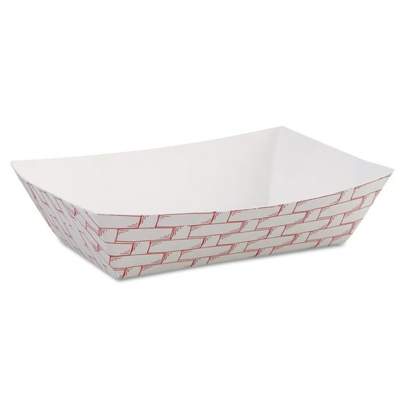 Boardwalk BWK30LAG040 3.78 in. x 4.3 in. x 1.08 in. 6 oz. Capacity Paper Food Baskets - Red/White (1000/Carton)