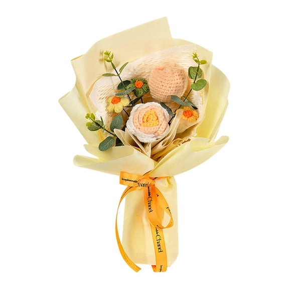 deevoka Crochet Flower Bouquet Artificial Flowers for Day Gift yellow