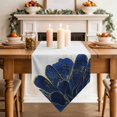 thumbnail image 3 of Table Runners 90 Inches Long, Navy Blue Gold Cotton Linen Kitchen Dining Coffee Table Runner for Party Home Decor, Abstract Line Art Troditional Ink Painting Tabletop Dresser Scarves 13x90 Inch, 3 of 9