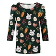 thumbnail image 4 of Happy Easter Shirts for Women 3/4 Sleeve Round Neck Easter Eggs Bunny Print T-Shirts 2025 Trendy Tee Tops Green,XL, 4 of 6