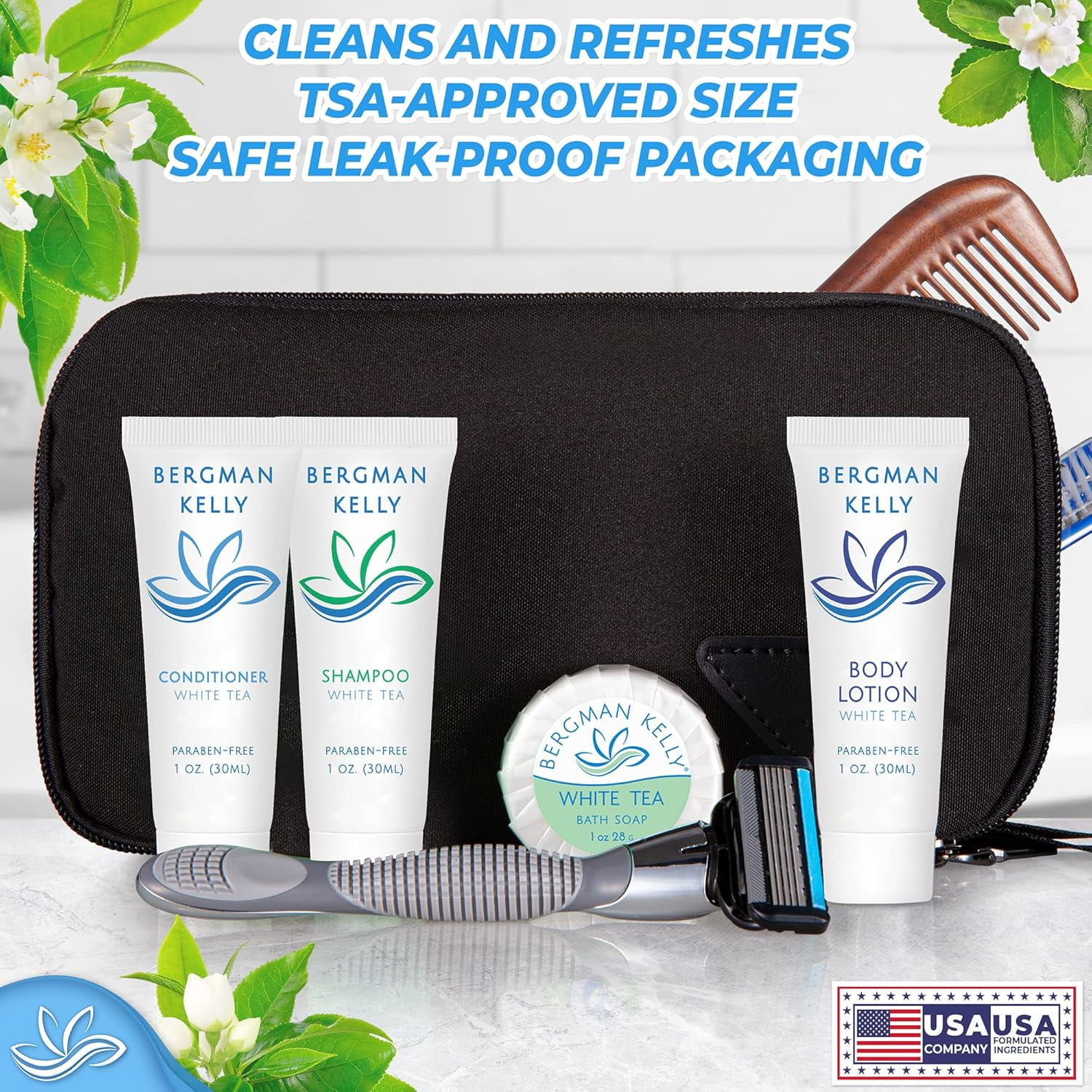 BERGMAN KELLY 1 fl oz White Tea Travel Size Lotion, 100 Pack (US Company)