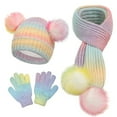 thumbnail image 4 of FAOWME Big Kids Girls Boys Beanie Hat Scarf Gloves Set Knitted Caps Long Scarf Touchscreen Gloves Warm Comfortable Outfits 3 Pack For Daily Wear Multicolour1 One Size, 4 of 4