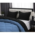 thumbnail image 5 of D.N.G. BEDDINGS 5 Piece Luxury Reversible Diamond Pattern Comforter Set Premium Super Soft, All Season 800 TC, 100% Egyptian Cotton Oversized Super King Size Medium Blue/Black Solid Color, 5 of 7