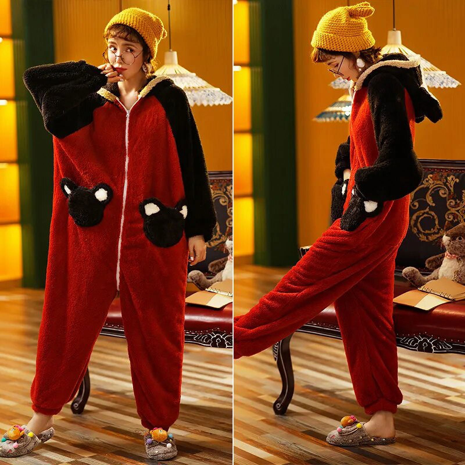 Combinaison d Hiver pour Femmes Adulte Renard Chat Pyjama Pyjama Dragon Animal Polaire Vetements de Nuit Stich Vetements de Nuit Kigurumi Grande