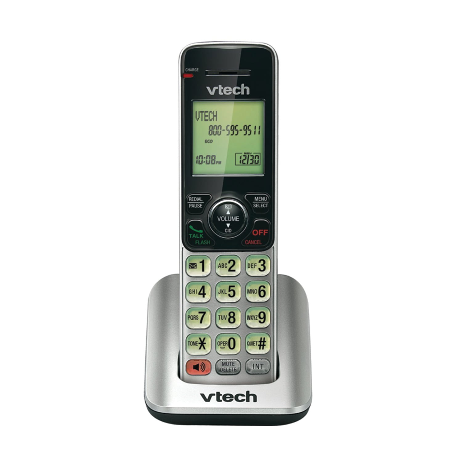 VTech DECT 6.0 2-Handset Expandable Cordless Phone System with Caller ID & Call Waiting, Gray & Silver, CS6619-2