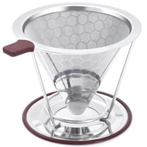 Pour Over Coffee Dripper Stainless Steel Double-layer Coffee Filter fits Hand-grinding Coffee, Cups Brew Once a Time Suitable for Families