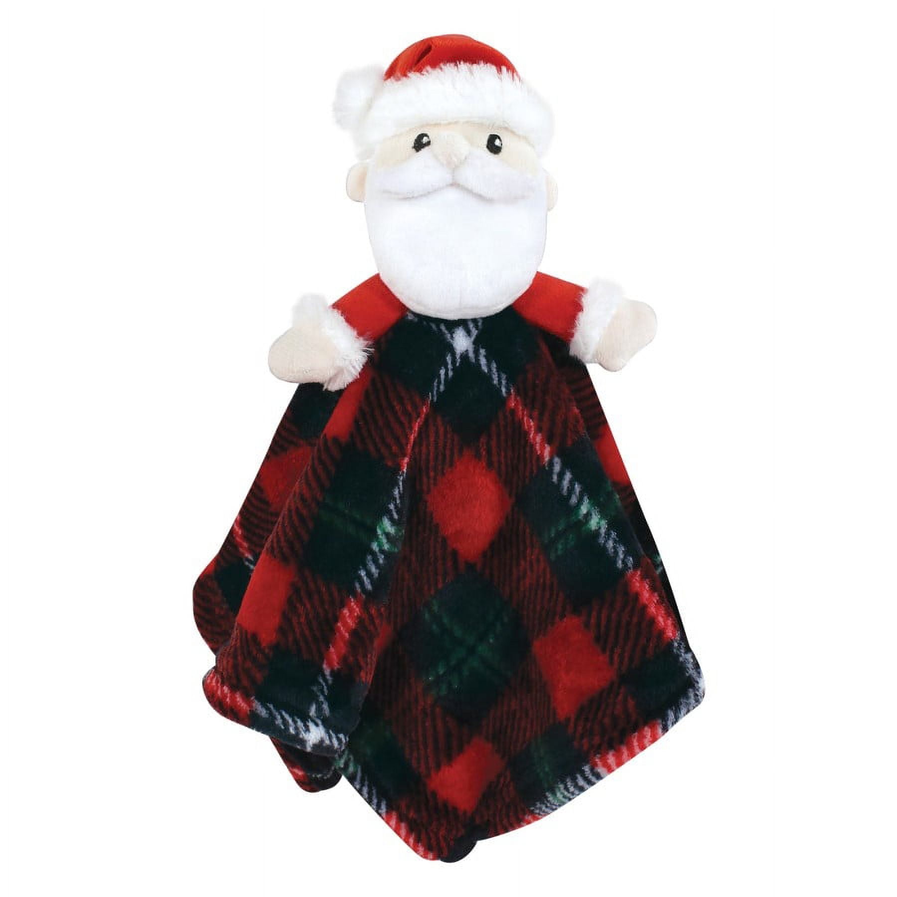Hudson Baby Unisex Baby Plush Blanket with Toy, Rudolph And Santa Plaid, One Size