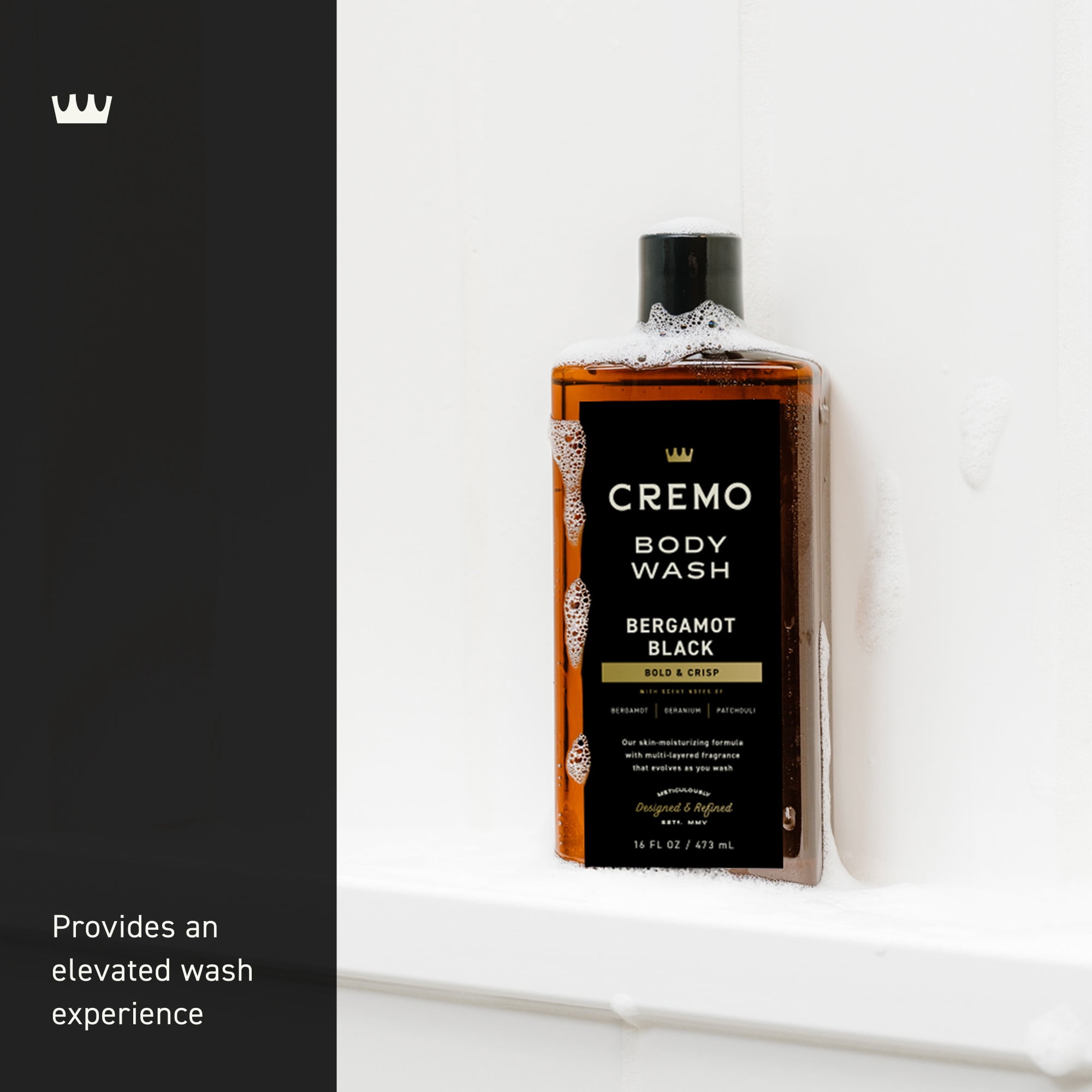 Cremo Men's Body Wash, Bergamot Black Scent, 16 fl oz