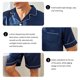 thumbnail image 5 of Conjunto de pijama de manga corta de satén para hombre, ropa de dormir de verano para hombre, camisa con botones y pantalones cortos de cintura elástica, pijamas, ropa para el hogar de 2 piezas, 5 of 5