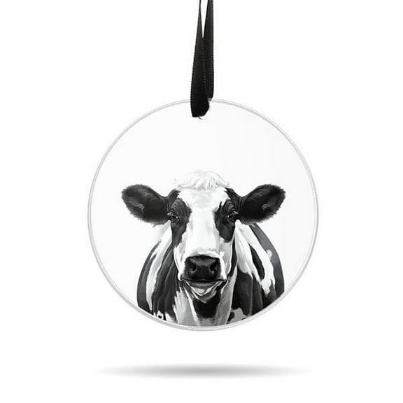 WIRESTER Large 3 inch Acrylic Ready to Hang Ornament, Hanging Ornaments for Christmas Tree Holidays Party Home Office Xmas Tree Decoration Gift - Cute Black Spot Cow