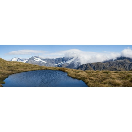 Elevated view of lake on mountain Mount Aspiring National Park West Coast South Island New Zealand Poster Print by Panoramic