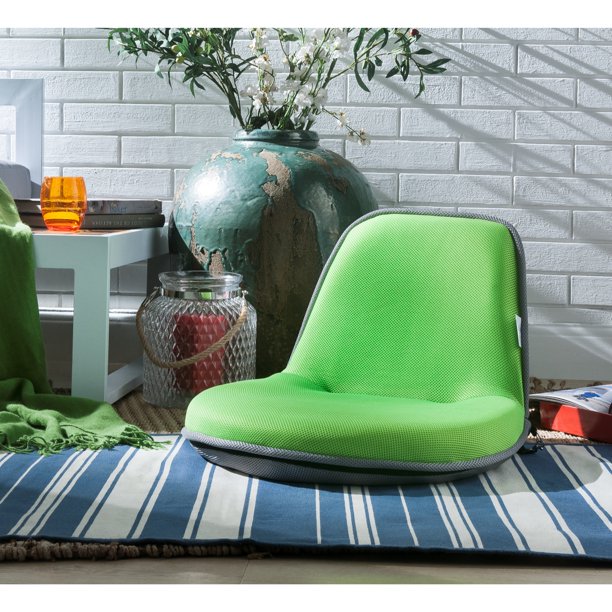 Loungie Lime Green Mesh Floor Chair Foldable Portable with Strap