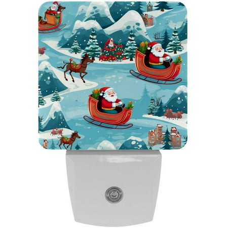 

Christmas sled LED Square Night Lights- Modern and Energy Efficient Bedside Lamps for a Soothing Atmosphere - Set of 2