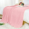 thumbnail image 2 of PiccoCasa Cotton Knitted Throw Blanket for Bed or Sofa, Light Pink, 2 of 8