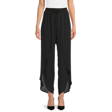 Time and Tru Women's High Rise Wide Leg Crop Linen Pants - Walmart.com