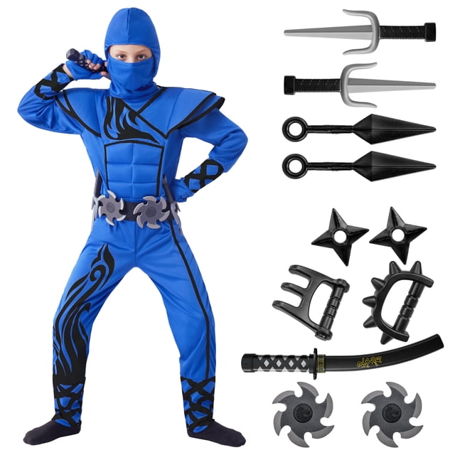 Disfraz infantil Spooktacular Creations Ninja para Halloween, azul y negro