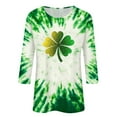 thumbnail image 3 of Hvot&aat Ladies' St Patty's Day Casual Shirt 3/4 Sleeve Crewneck Irish Clover Tunic Tops, 3 of 3